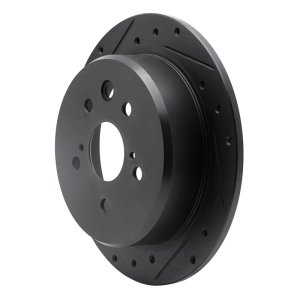 Lexus IS250 Brake Rotor (1) - Rear Left - R1 Concepts - Drilled & Slotted - Black - `06-`15